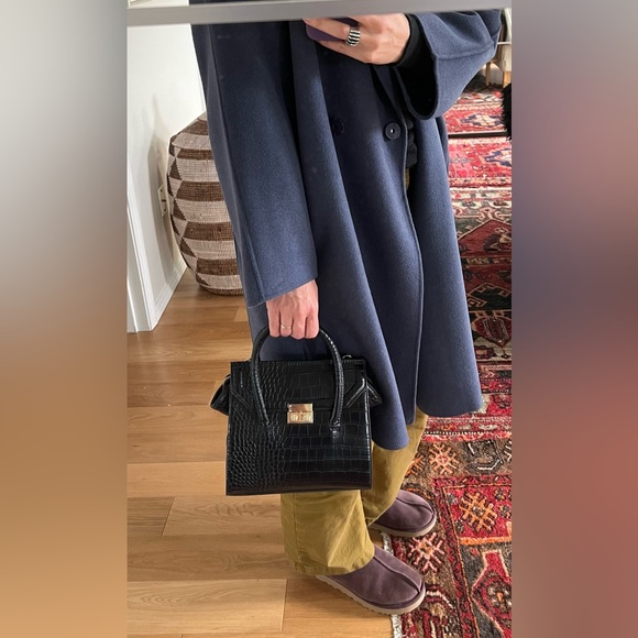 Zara Handbags - NWOT Zara navy faux crocodile bag